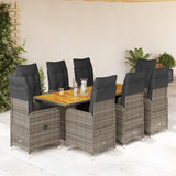 vidaXL 3-delige Bistroset met kussens poly rattan grijs