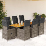 vidaXL 3-delige Bistroset met kussens poly rattan grijs