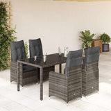 vidaXL 3-delige Bistroset met kussens poly rattan grijs