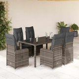vidaXL 3-delige Bistroset met kussens poly rattan grijs