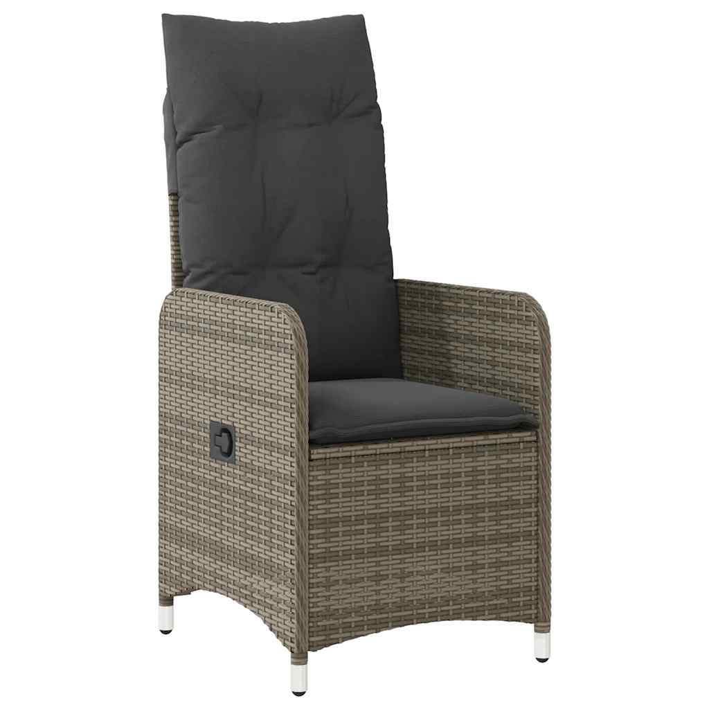 vidaXL 3-delige Bistroset met kussens poly rattan grijs