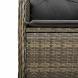 vidaXL 3-delige Bistroset met kussens poly rattan grijs