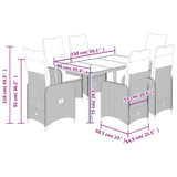 vidaXL 3-delige Bistroset met kussens poly rattan grijs