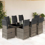 vidaXL 3-delige Bistroset met kussens poly rattan grijs