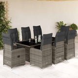 vidaXL 3-delige Bistroset met kussens poly rattan grijs