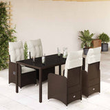 vidaXL 3-delige Bistroset met kussens poly rattan bruin