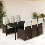 vidaXL 3-delige Bistroset met kussens poly rattan bruin