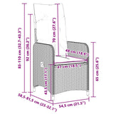 vidaXL 3-delige Bistroset met kussens poly rattan bruin