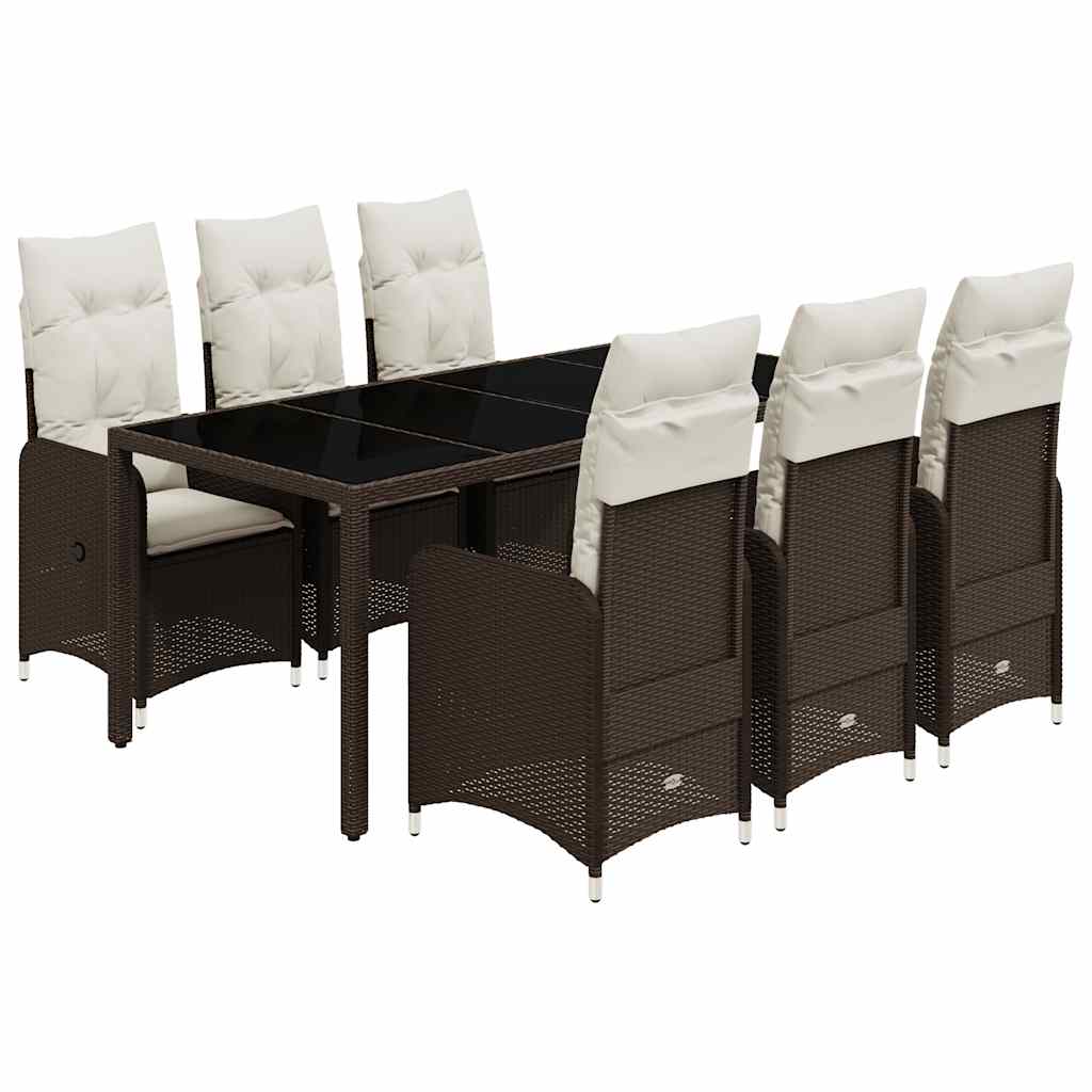 vidaXL 3-delige Bistroset met kussens poly rattan bruin