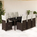 vidaXL 3-delige Bistroset met kussens poly rattan bruin