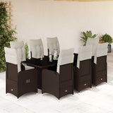 vidaXL 3-delige Bistroset met kussens poly rattan bruin