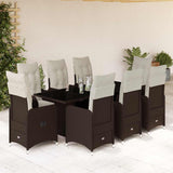 vidaXL 3-delige Bistroset met kussens poly rattan bruin