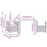 vidaXL 3-delige Bistroset met kussens poly rattan beige