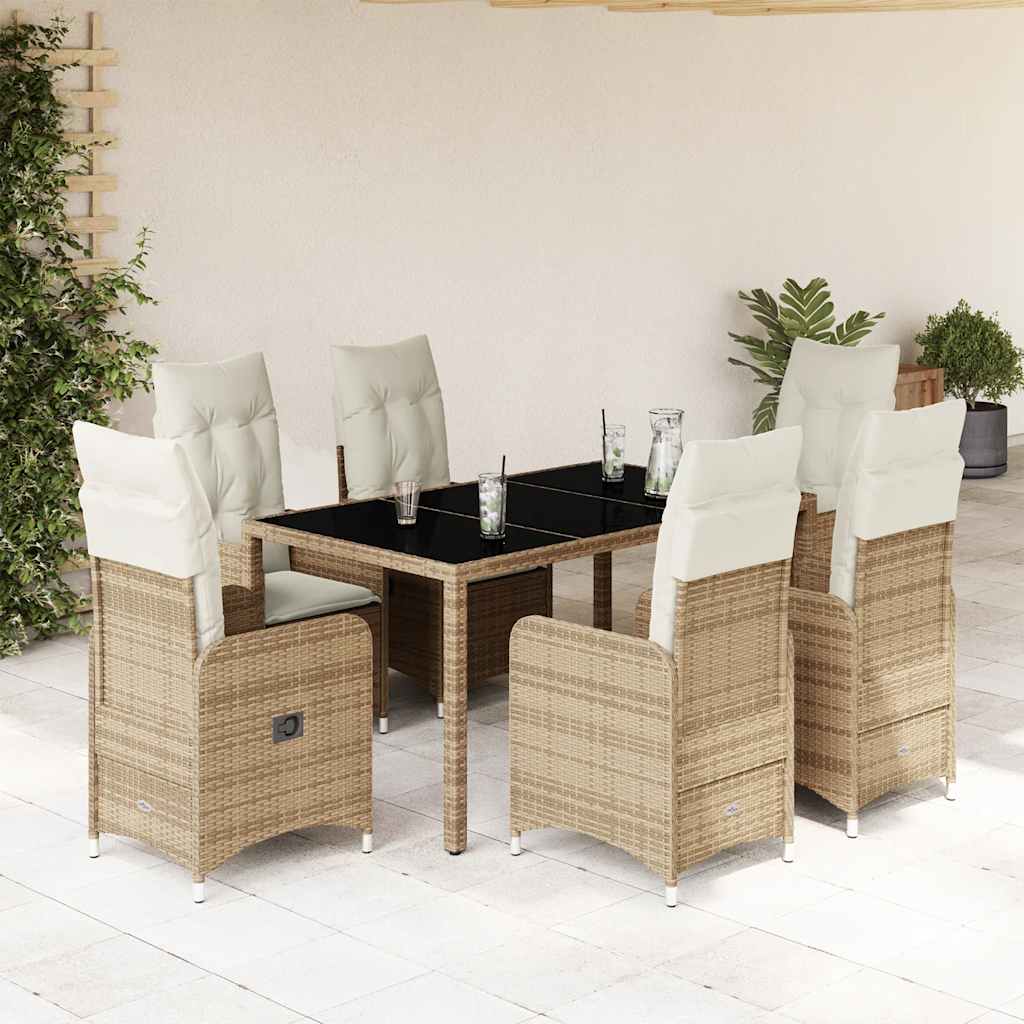 vidaXL 3-delige Bistroset met kussens poly rattan beige