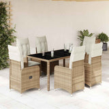 vidaXL 3-delige Bistroset met kussens poly rattan beige