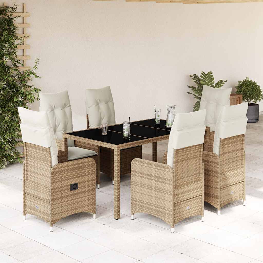 vidaXL 3-delige Bistroset met kussens poly rattan beige