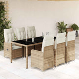 vidaXL 3-delige Bistroset met kussens poly rattan beige