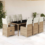 vidaXL 3-delige Bistroset met kussens poly rattan beige