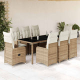 vidaXL 3-delige Bistroset met kussens poly rattan beige