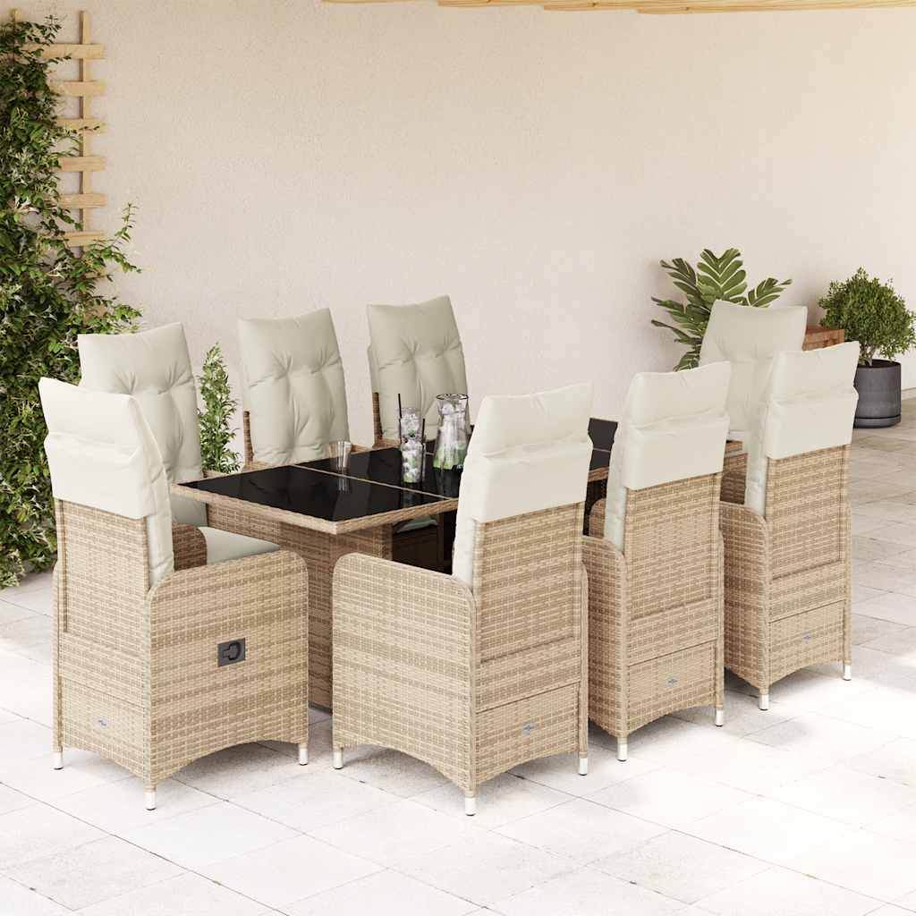 vidaXL 3-delige Bistroset met kussens poly rattan beige