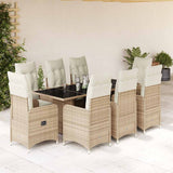 vidaXL 3-delige Bistroset met kussens poly rattan beige
