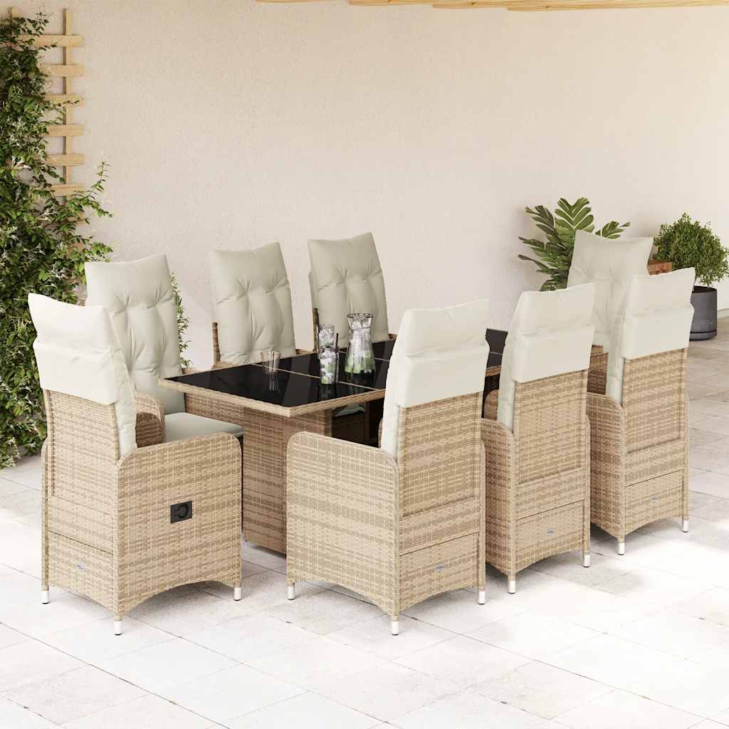 vidaXL 3-delige Bistroset met kussens poly rattan beige