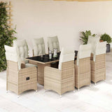vidaXL 3-delige Bistroset met kussens poly rattan beige