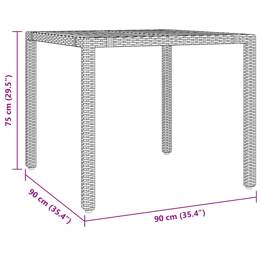vidaXL 3-delige Bistroset met kussens poly rattan zwart