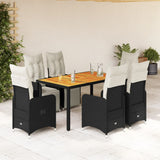 vidaXL 3-delige Bistroset met kussens poly rattan zwart