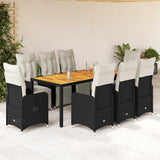 vidaXL 3-delige Bistroset met kussens poly rattan zwart