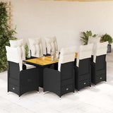 vidaXL 3-delige Bistroset met kussens poly rattan zwart