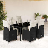 vidaXL 3-delige Bistroset met kussens poly rattan zwart