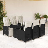 vidaXL 3-delige Bistroset met kussens poly rattan zwart