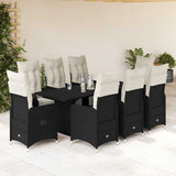 vidaXL 3-delige Bistroset met kussens poly rattan zwart