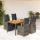 vidaXL 3-delige Bistroset met kussens poly rattan grijs