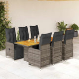 vidaXL 3-delige Bistroset met kussens poly rattan grijs