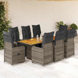 vidaXL 3-delige Bistroset met kussens poly rattan grijs