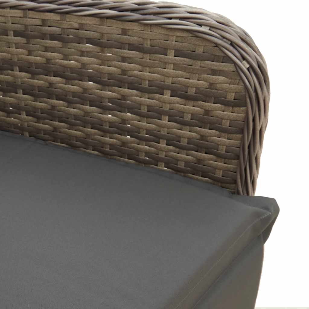 vidaXL 3-delige Bistroset met kussens poly rattan grijs