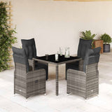 vidaXL 3-delige Bistroset met kussens poly rattan grijs