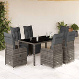 vidaXL 3-delige Bistroset met kussens poly rattan grijs