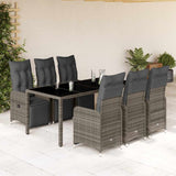 vidaXL 3-delige Bistroset met kussens poly rattan grijs