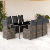 vidaXL 3-delige Bistroset met kussens poly rattan grijs