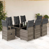 vidaXL 3-delige Bistroset met kussens poly rattan grijs