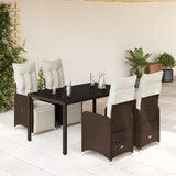vidaXL 3-delige Bistroset met kussens poly rattan bruin