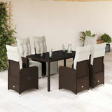 vidaXL 3-delige Bistroset met kussens poly rattan bruin