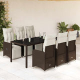 vidaXL 3-delige Bistroset met kussens poly rattan bruin
