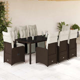 vidaXL 3-delige Bistroset met kussens poly rattan bruin