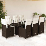 vidaXL 3-delige Bistroset met kussens poly rattan bruin