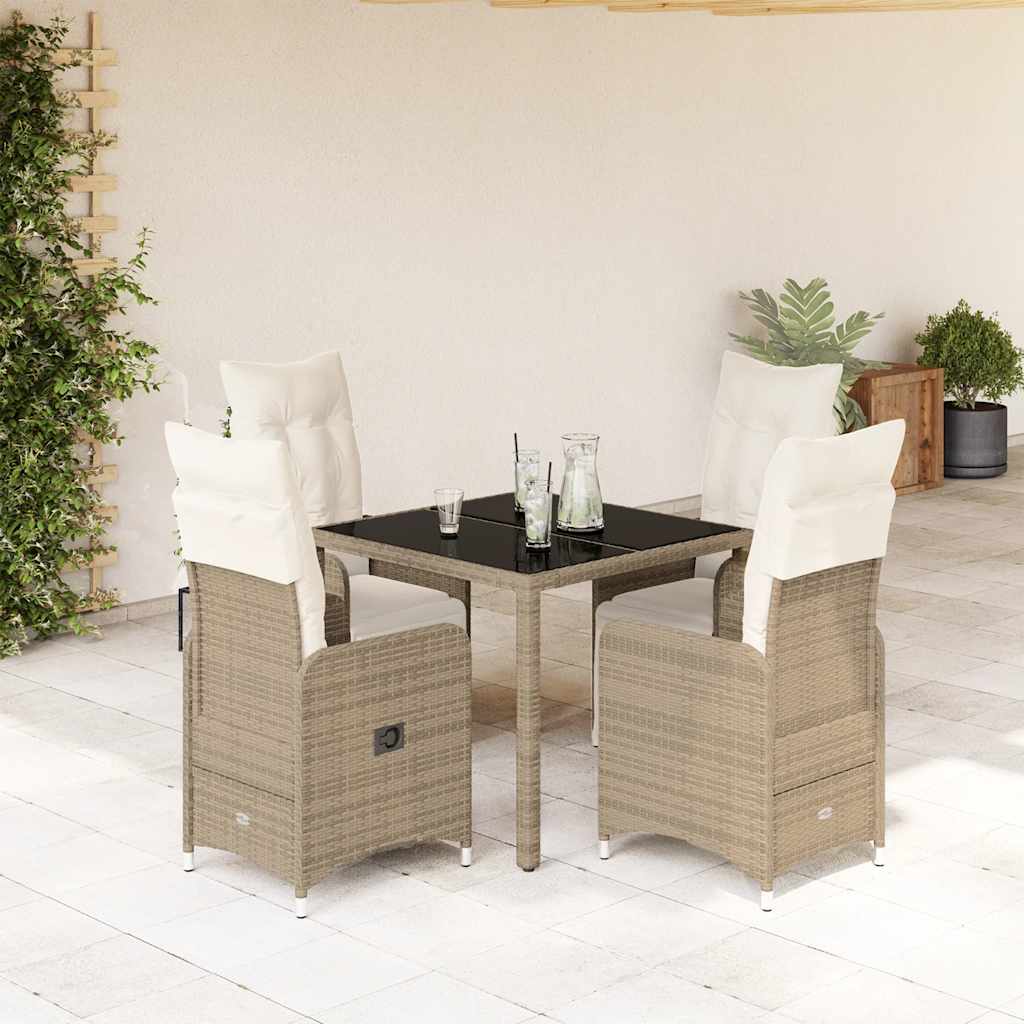 vidaXL 3-delige Bistroset met kussens poly rattan bruin
