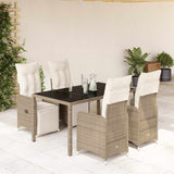 vidaXL 3-delige Bistroset met kussens poly rattan bruin